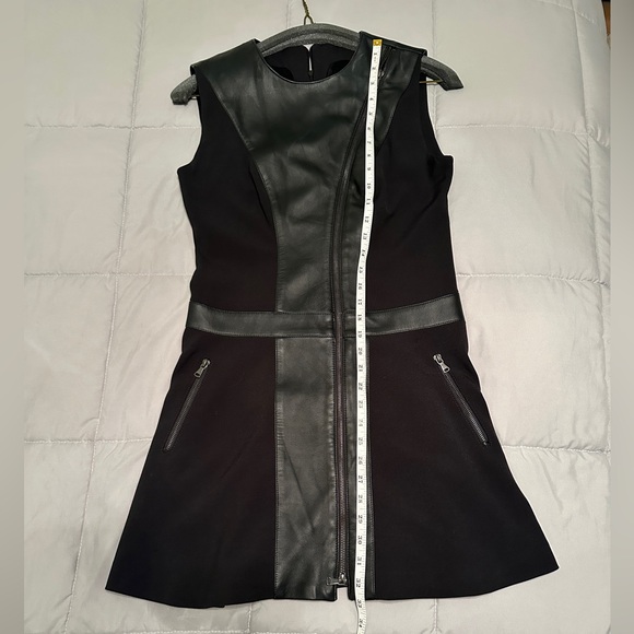 Kathy Heyndels Black Faux Leather Moto A-Line Dress Size 3 (US Medium) - Picture 8 of 10